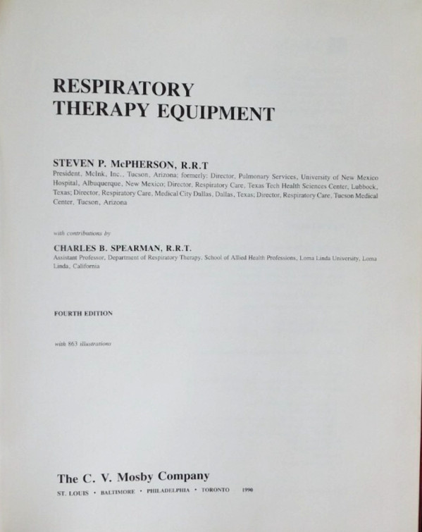 Respiratory Therapy Equipment 4th Edition Hardcover gallery