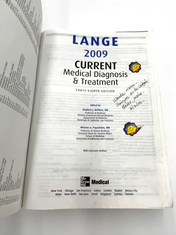 Current Medical Diagnosis & Treatment 2009 Lange McGraw Hill Book Pre - Owned gallery