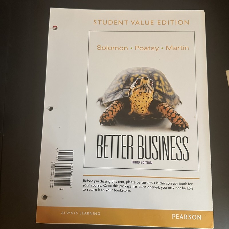 Better Business Student Value Edition by Solomon Postsy Martin w/ CD Disk