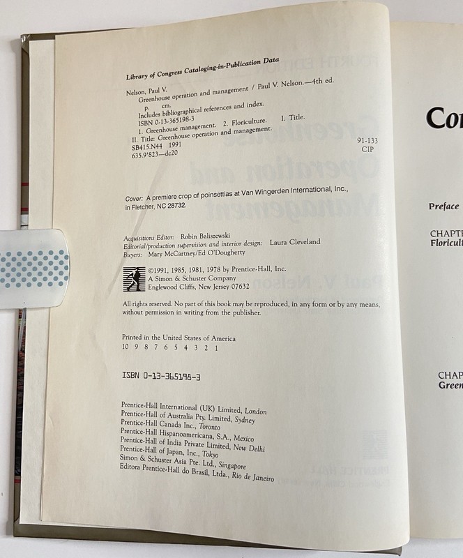 Greenhouse Operation and Management Paul V Nelson 4th Edition Prentice Hall 1991 gallery