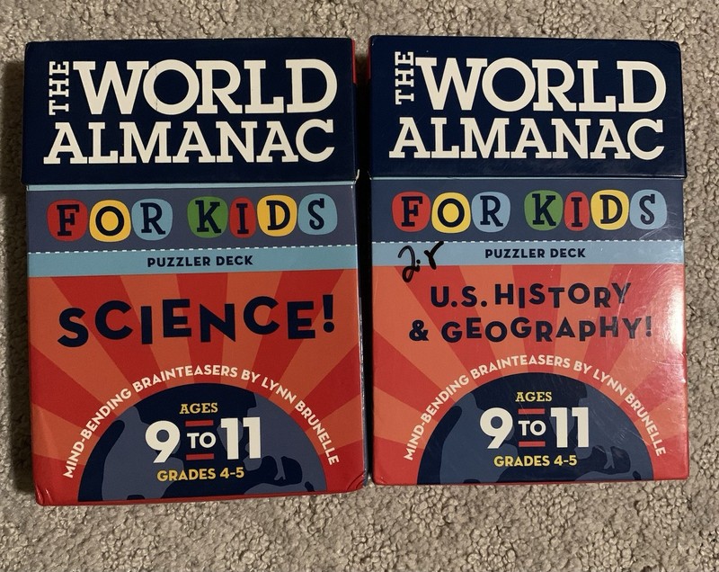 World Almanac For Kids Puzzler Deck History Geography Sciece Home School 2 pack
