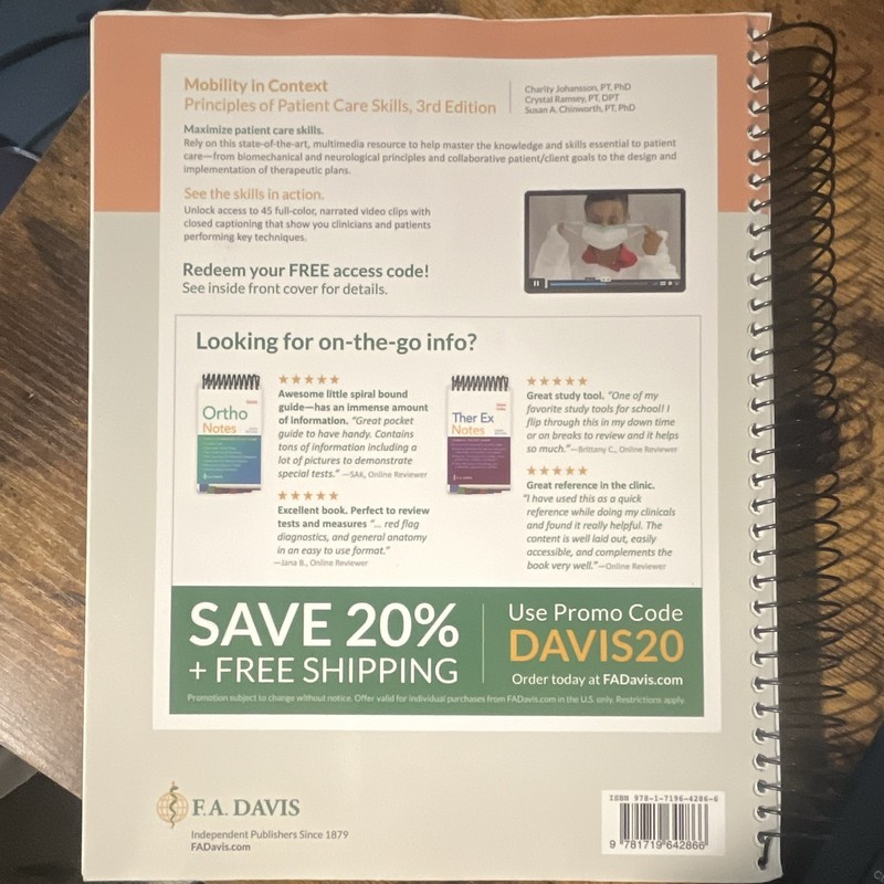 F.A. Davis Mobility in Context: Patient Care Skills 3rd Ed Spiral Textbook gallery