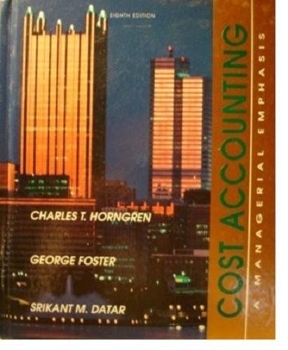 Cost Accounting: A Managerial – Hardcover – GOOD