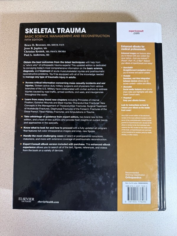 Skeletal Trauma Basic Science Management Reconstruction Textbook Vol 2 5th Edit gallery
