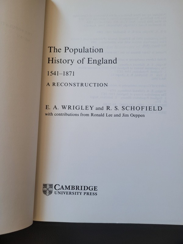 Population History Of England 1541-1871 1993 Reprint Of 1989 Cambridge Pb. VG gallery