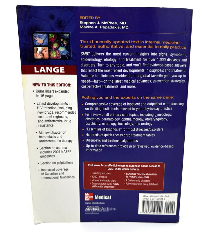 Current Medical Diagnosis & Treatment 2009 Lange McGraw Hill Book Pre - Owned gallery