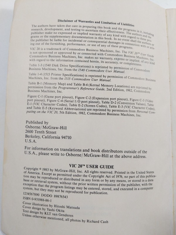 Vic 20 User Guide / Osborne / McGraw-Hill / Commodore VIC-20 (Book) gallery