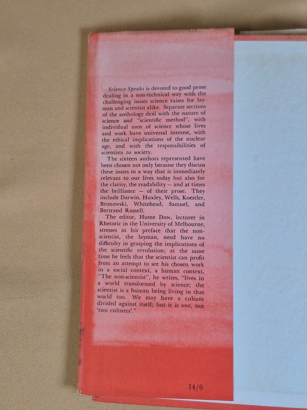 Science Speaks edited by Hume Dow - F.W. Cheshire, 1962 Australia Hardcover DJ gallery