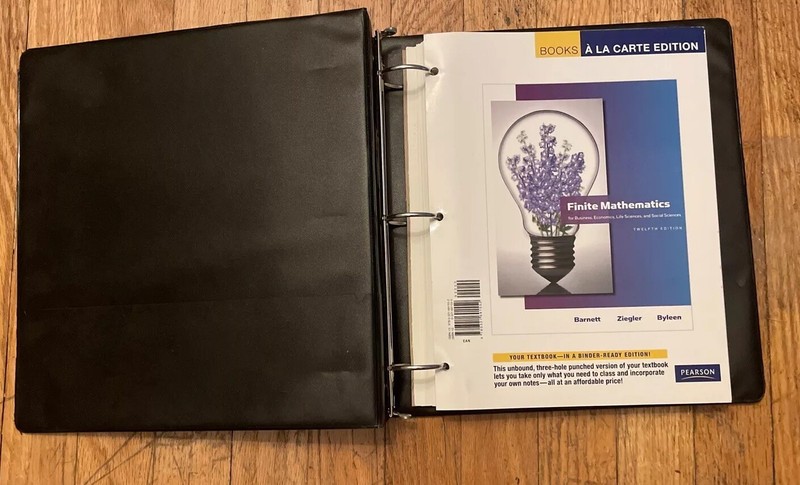 Textbook 2011 Loose Leaf FINITE MATH FOR BUSINESS ECONOMICS With Binder Barnett