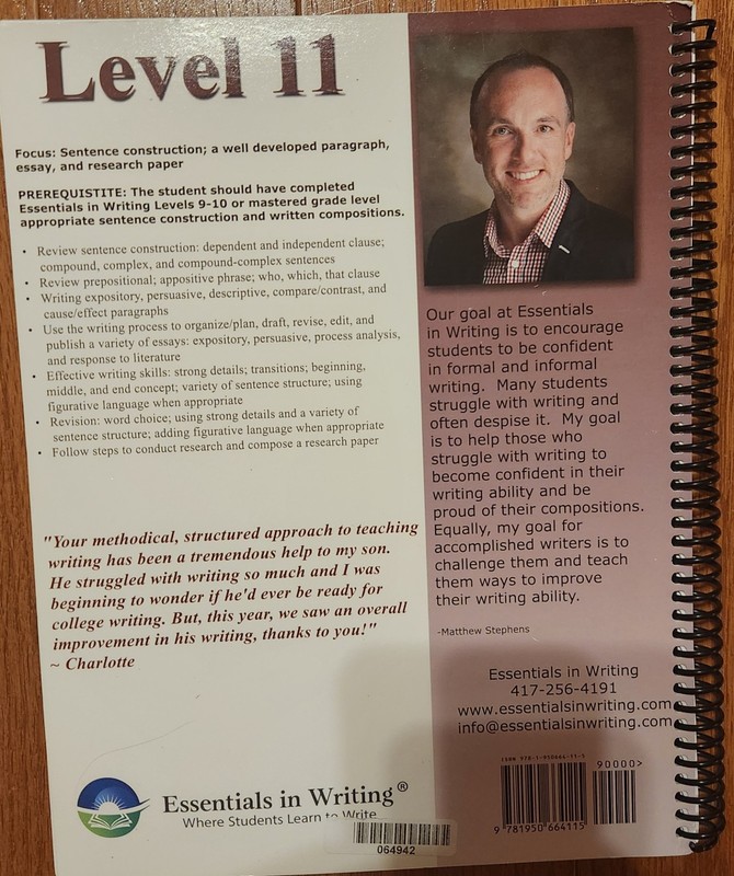 Essentials In Writing Level 11 Where Students Learn To Write Student Text gallery
