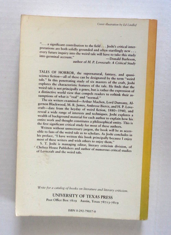 The Weird Tale by S.T. Joshi Trade Paperback Edition H.P. Lovecraft M.R. James gallery