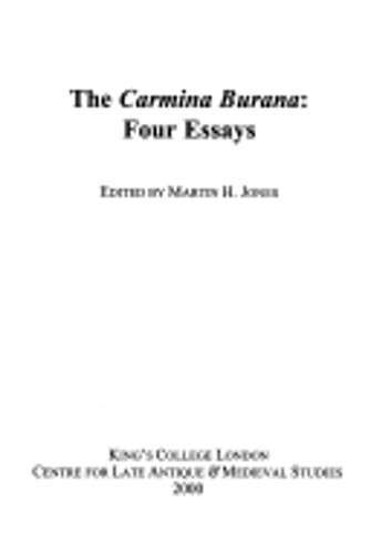 Martin H Jones The Carmina Burana: Four Essays (Hardback) (UK IMPORT)
