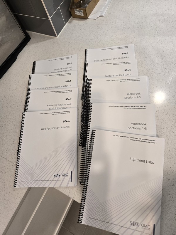 SANS SEC504 Spiral-Bound Workbook Set w/ Labs – Hacker Tools & Incident Handling