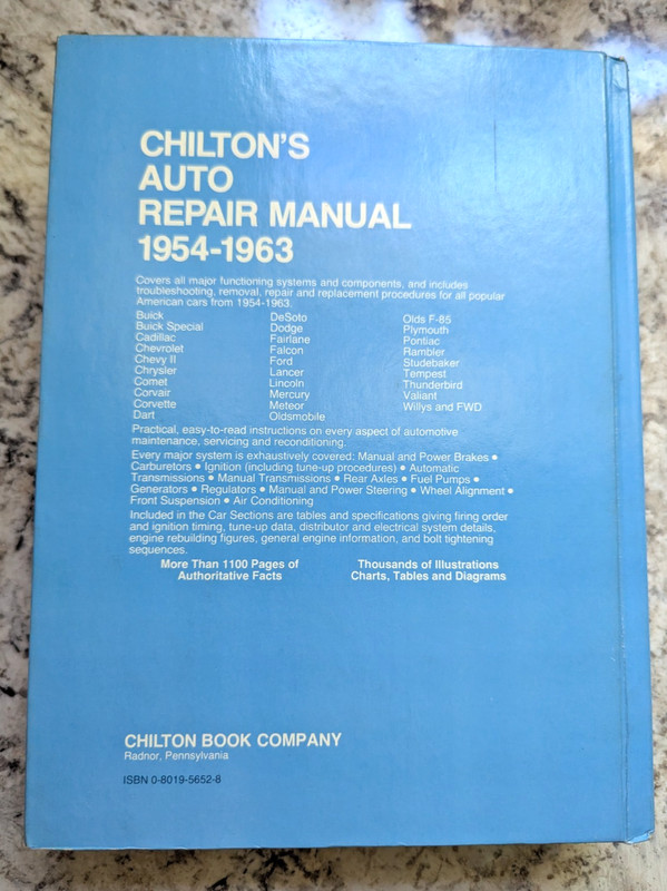 Vintage Chilton's Auto Repair Manual, 1954-1963 American Cars Hardback Book gallery
