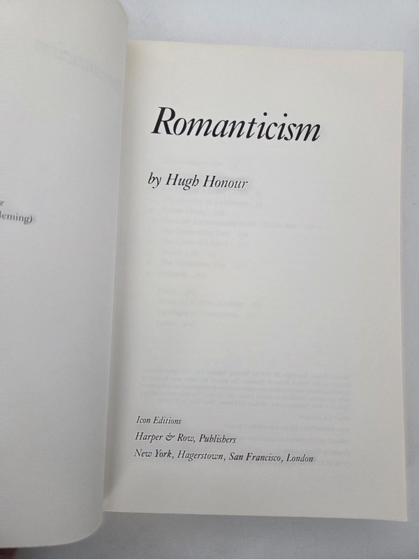 Romanticism Hugh Honour Book 1979 Harper & Row 1st US Edition Art History Theory gallery