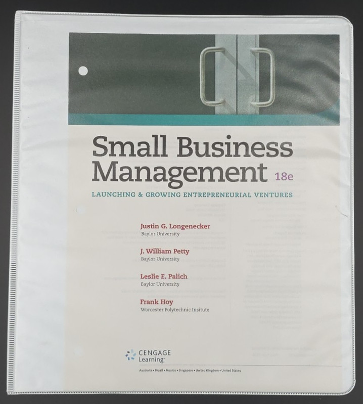 Small Business Management 18e Longenecker Petty Palich Hoy Loose Leaf in Binder