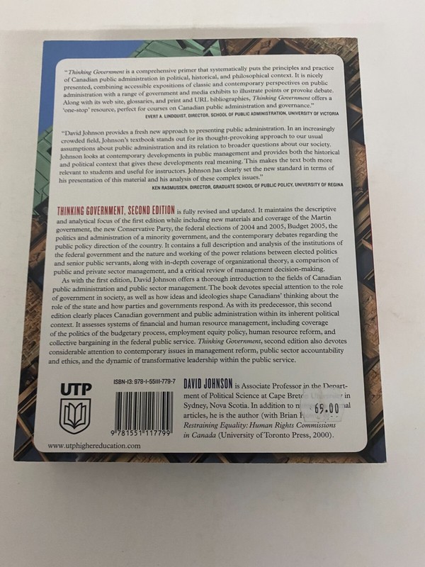 Thinking Government 2/E by David Johnson 2006 Trade Paperback Revised edition gallery