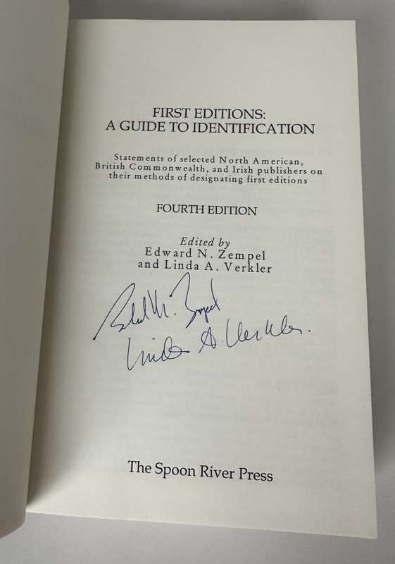 SIGNED Both Authors / First Editions A Guide to Identification Zempel & Verkler gallery