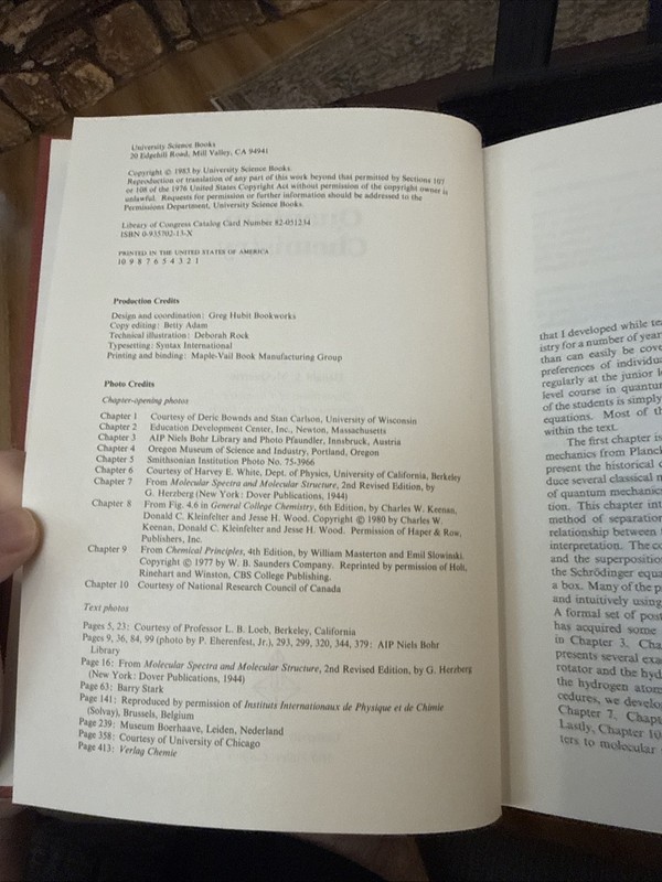 Quantum Chemistry Hardcover Donald A. McQuarrie gallery