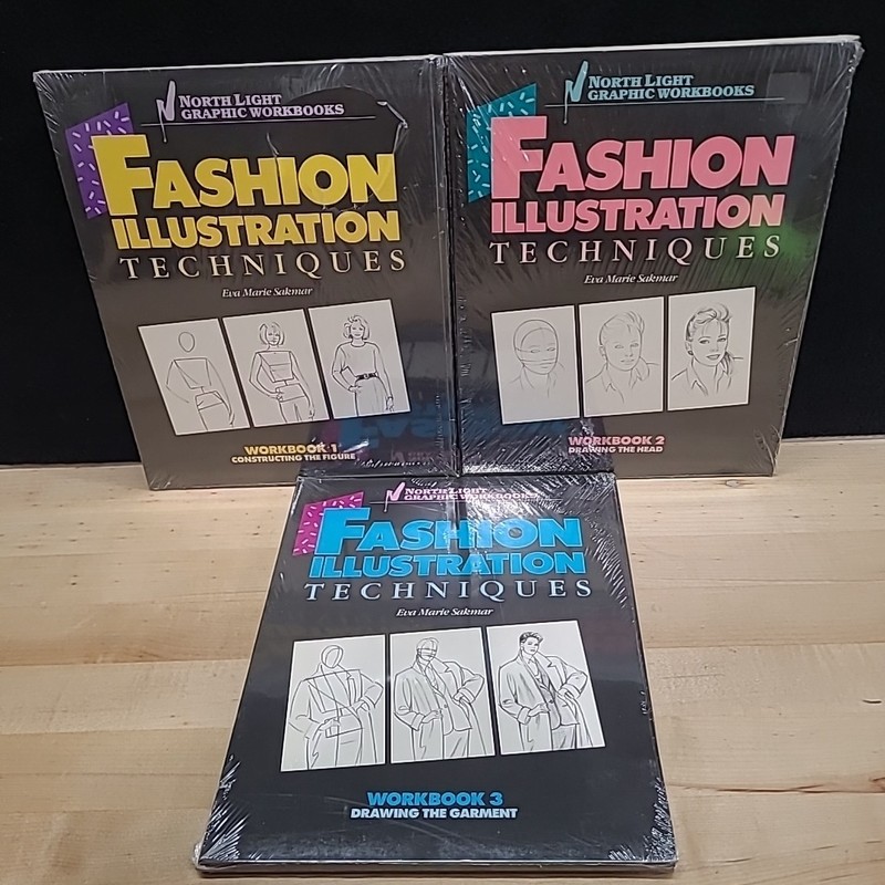 1980s Fashion Illustration Techniques Workbooks Lot 1,2, & 3 North Light Vintage