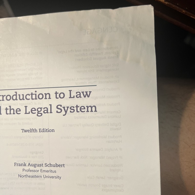 Cengage Introduction to Law and the Legal System 12th Edition Textbook gallery