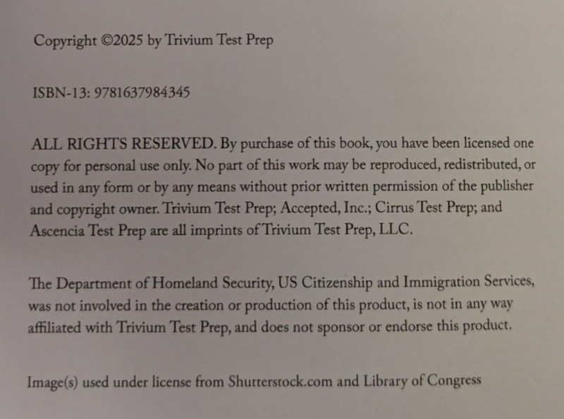 NEW US Citizen Naturalization Trivium Test Prep Study Guide Book 2025 Edition gallery