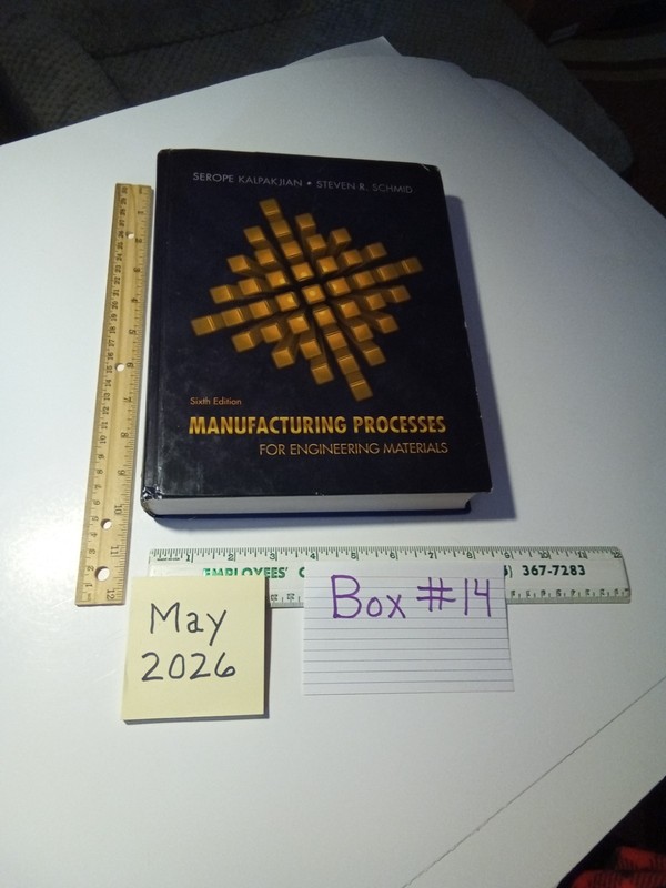 Manufacturing Processes for Engineering Materials 6th Ed HC SOLD AS IS
