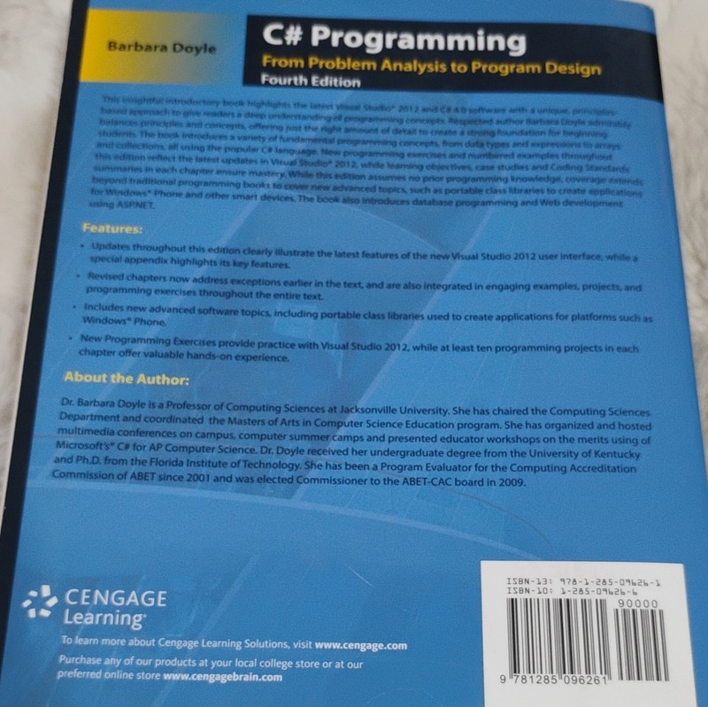 Cengage C# Programming: Problem Analysis to Program Design 4th PB Doyle 2013 gallery