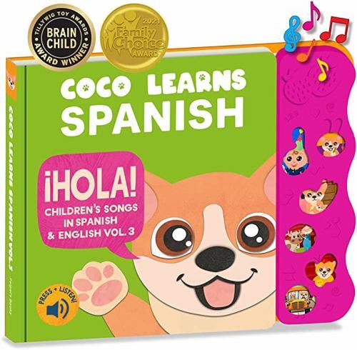 Coco Learns Spanish: Musical Spanish Books for Kids 1-3, Spanish English Toy…