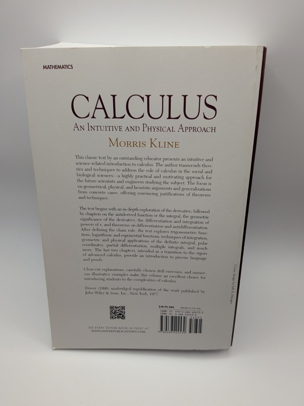 Calculus: An Intuitive and Physical Approach 2nd Ed Kline, Morris 9780486404530 gallery