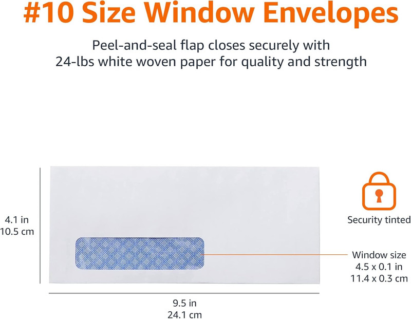 #10 Security-Tinted Self-Seal Business Envelopes with Left Window, Peel & Seal C gallery