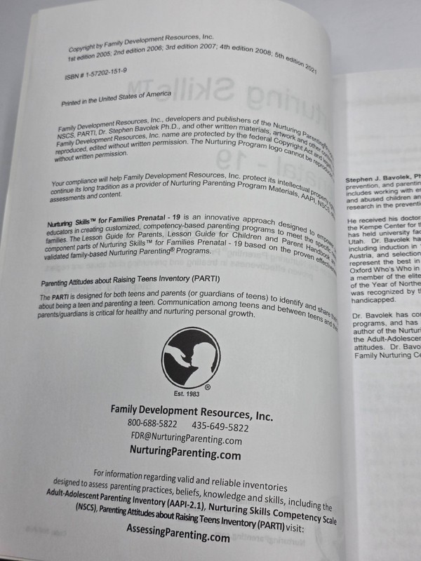Nurturing Skills for Families Prenatal-19, Lesson Guide, Bavolek gallery
