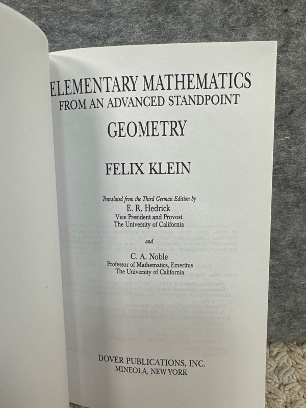 Elementary Mathematics From An Advanced Standpoint: Geometry By Felix Klein gallery