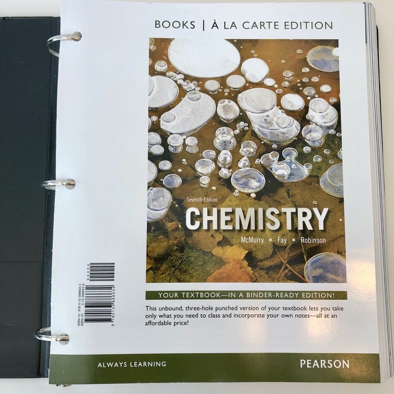 Pearson CHEMISTRY 7th Ed Loose-Leaf Binder Textbook (2016) McMurry Fay Robinson