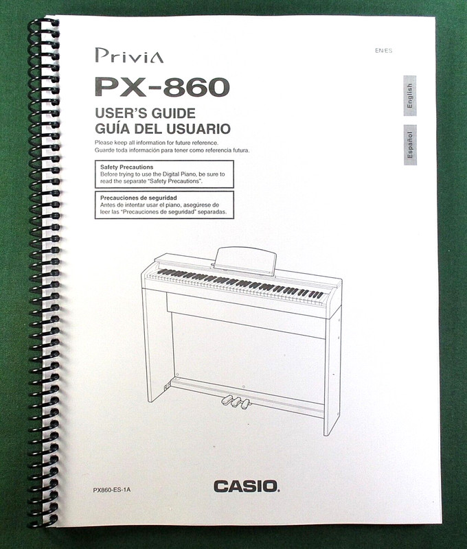 Casio PX-860 Instruction Manual: 67 Pages Coil Bound & Protective Covers!