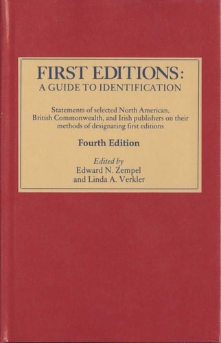 First Editions: A Guide to Identification Zempel, Edward N. - New Hardcover