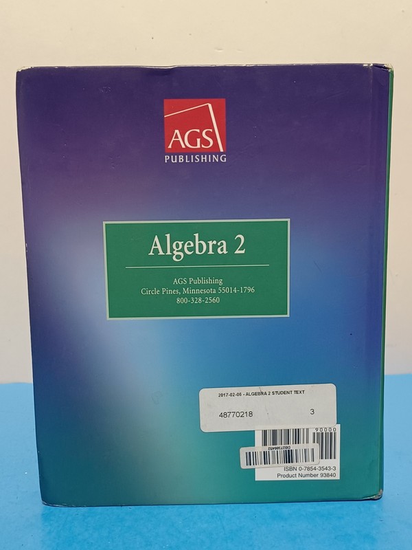 ALGEBRA 2 Student Textbook Hardcover By Ags ~ Very Good gallery