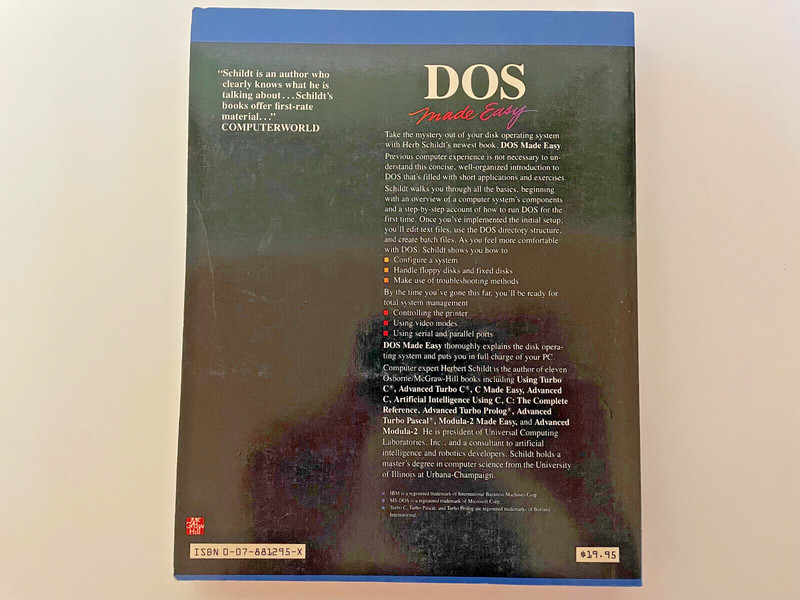 DOS Made Easy by Herbert Schildt (1988) Paperback | Osborne McGraw-Hill gallery