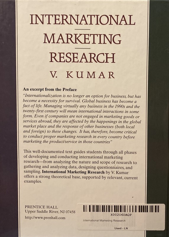 INTERNATIONAL MARKETING RESEARCH By Kumar *Excellent Condition* gallery