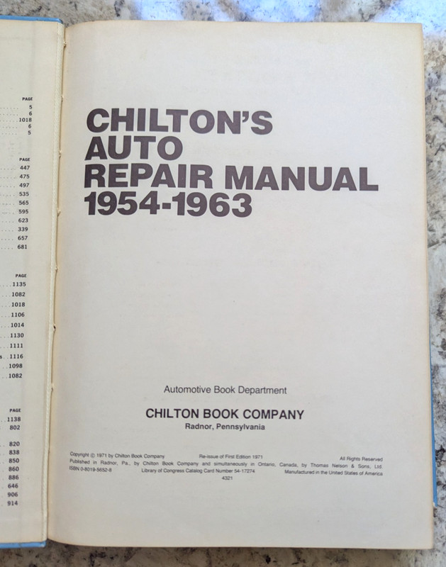 Vintage Chilton's Auto Repair Manual, 1954-1963 American Cars Hardback Book gallery