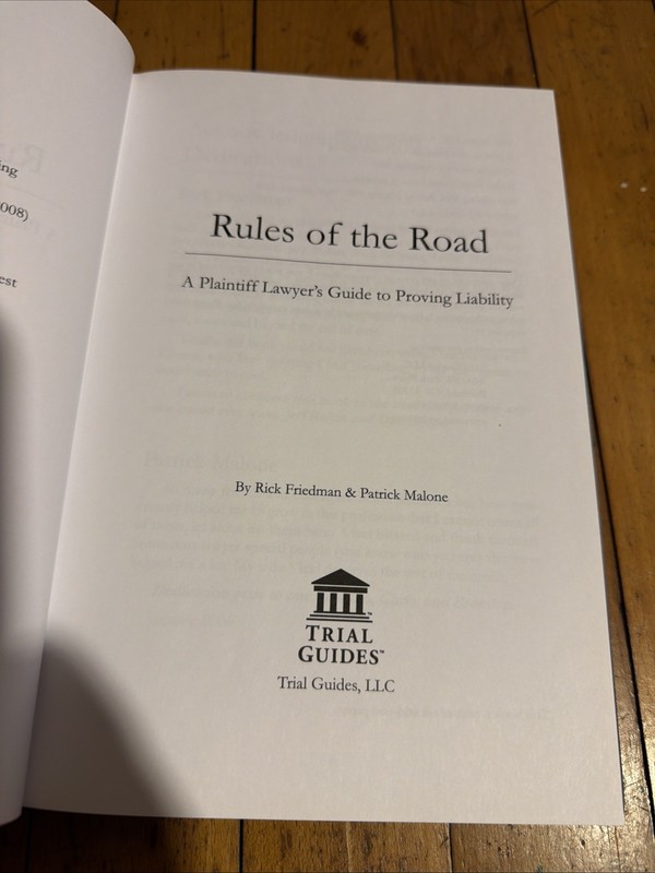 Rules of the Road Friedman Malone HC 2009 Third Printing Trial Guides Book gallery